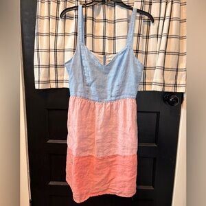 Cynthia Rowley Blue, Pink, Coral Tiered Linen Tank Dress
